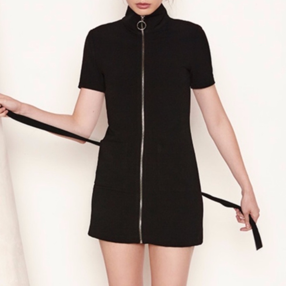 Staud O Ring Full Zipper Front Mini Dress